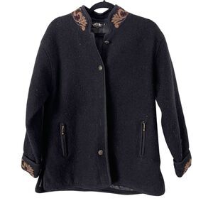 Icelandicsw Design‎ Wool Embroidered Sweater Coat Lined S